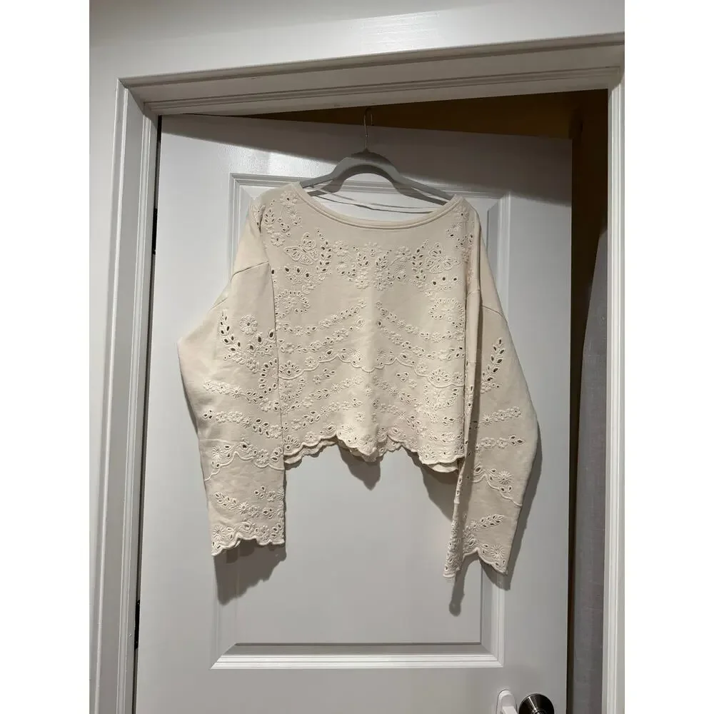 Free People Iris Embroidered Sweatshirt, NWT, size L